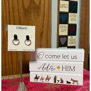 NWT Silver & Black Stud  Sterling Silver Post, For Sensitive Skin #DILL1